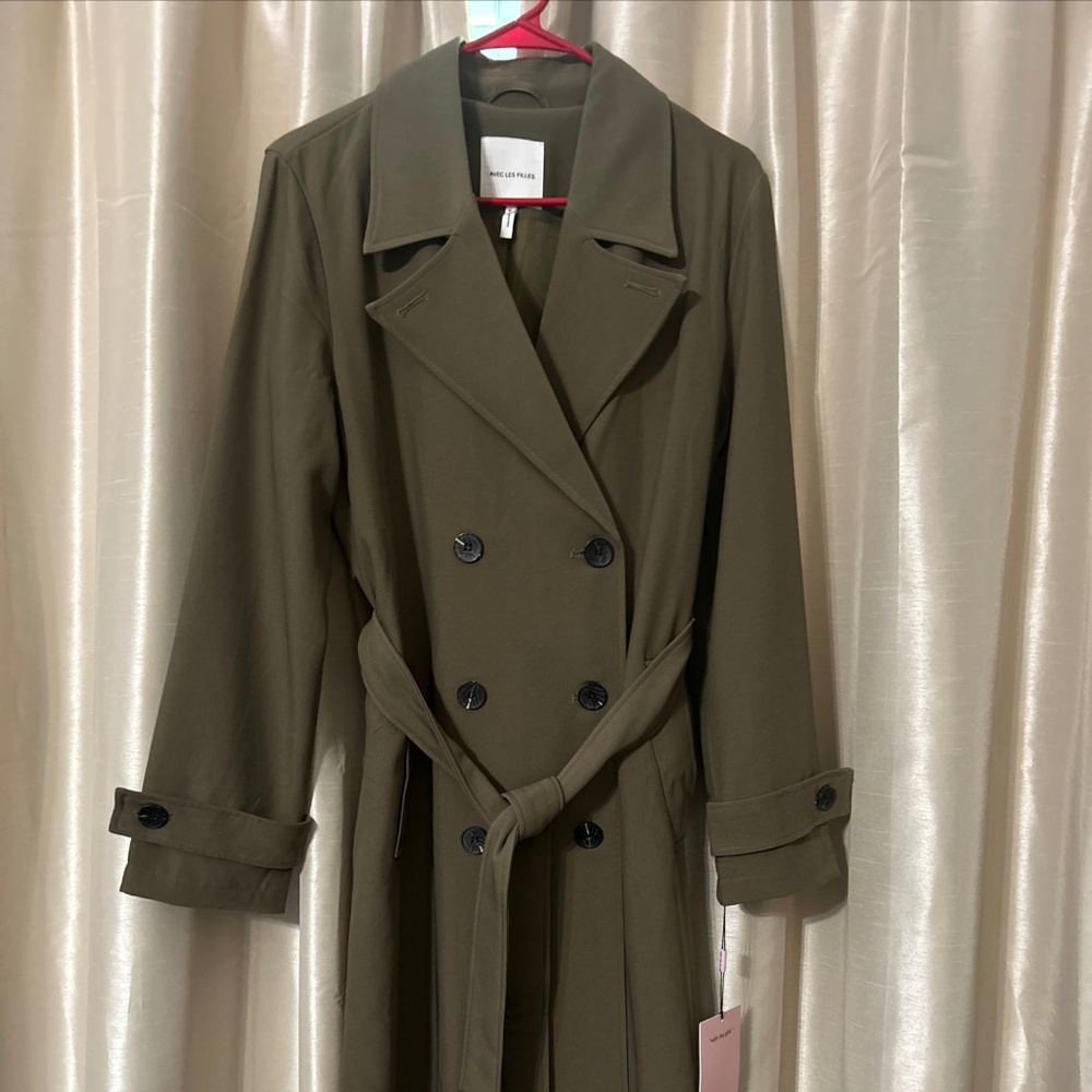 Avec Les Filles Women’s Trench Coat Sz M Green